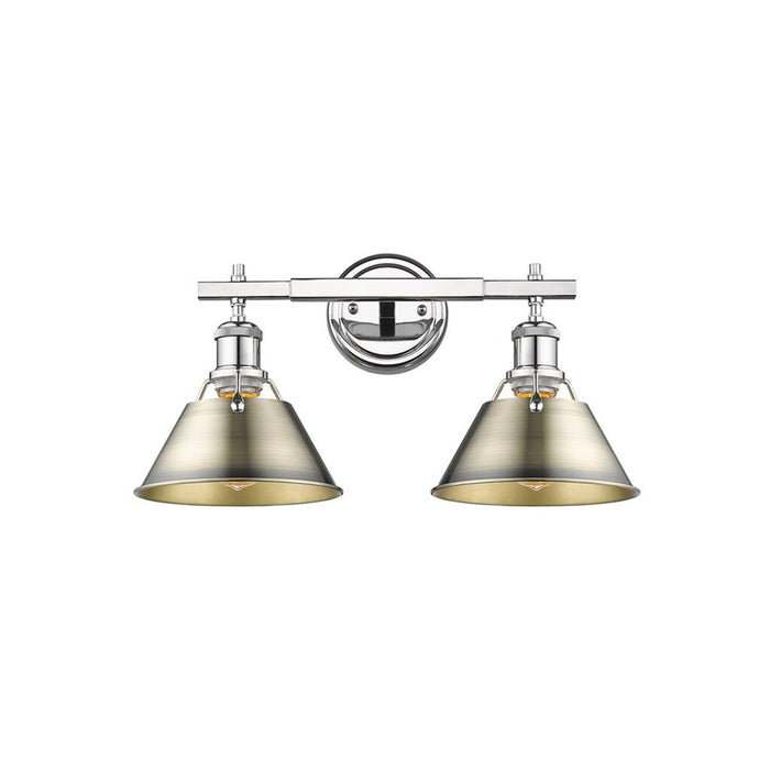 Golden Lighting Orwell 2-Light Vanity Light, Chrome/Aged Brass - 3306-BA2CH-AB