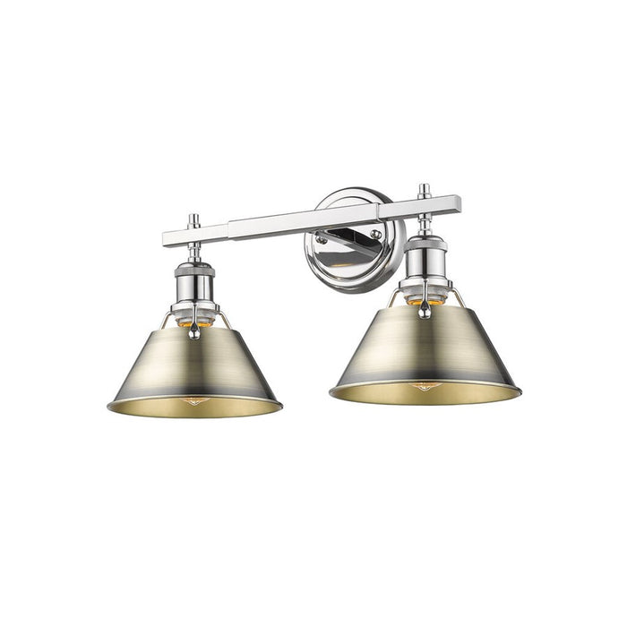 Golden Lighting Orwell 2-Light Vanity Light, Chrome/Aged Brass