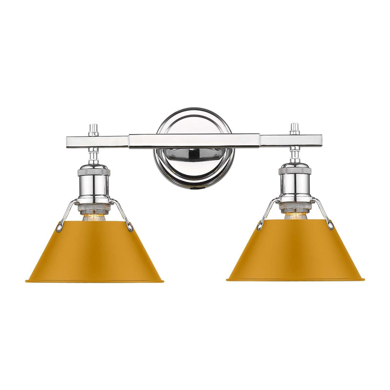 Golden Lighting Orwell 2-Light Vanity Light | Industrial Chrome and Auric Yellow Steel | Bathroom Vanity & Powder Room | Model 3306-BA2 CH-AY