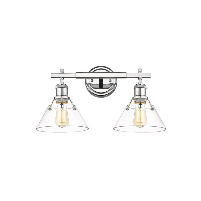 Golden Lighting Orwell 2-Light Vanity Light, Chrome/Clear Glass - 3306-BA2CH-CLR