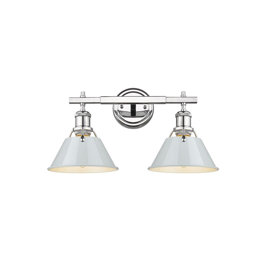 Golden Lighting Orwell 2-Light Vanity Light, Chrome/Dusky Blue - 3306-BA2CH-DB