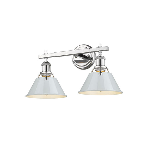 Golden Lighting Orwell 2-Light Vanity Light, Chrome/Dusky Blue