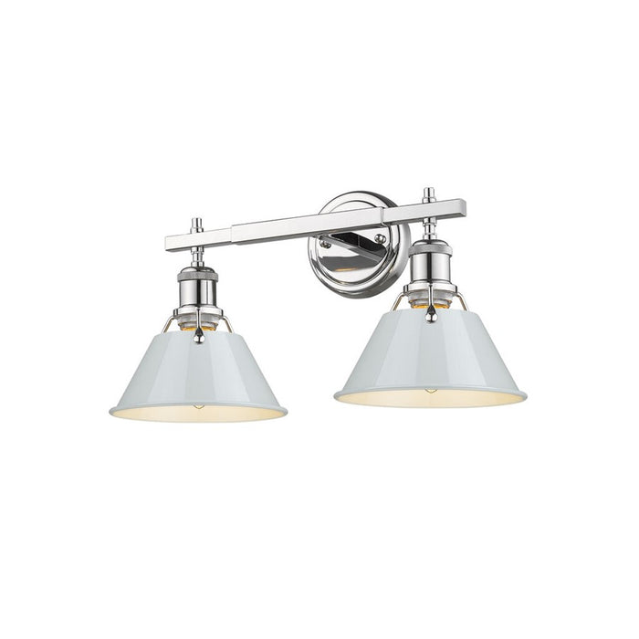 Golden Lighting Orwell 2-Light Vanity Light, Chrome/Dusky Blue