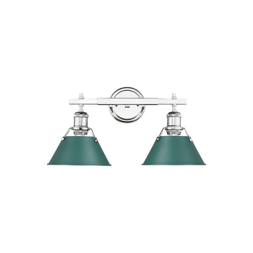 Golden Lighting Orwell 2-Light Vanity Light, Chrome/Pine Green - 3306-BA2CH-GN