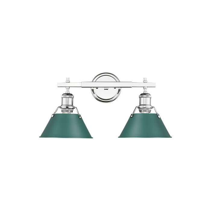 Golden Lighting Orwell 2-Light Vanity Light, Chrome/Pine Green - 3306-BA2CH-GN