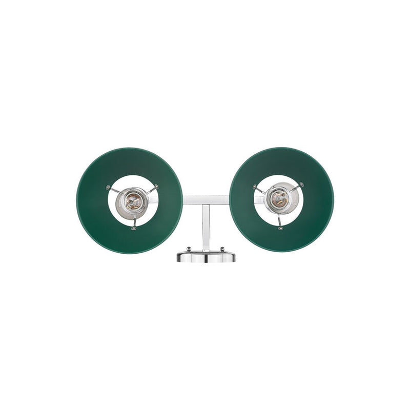Golden Lighting Orwell 2-Light Vanity Light, Chrome/Pine Green