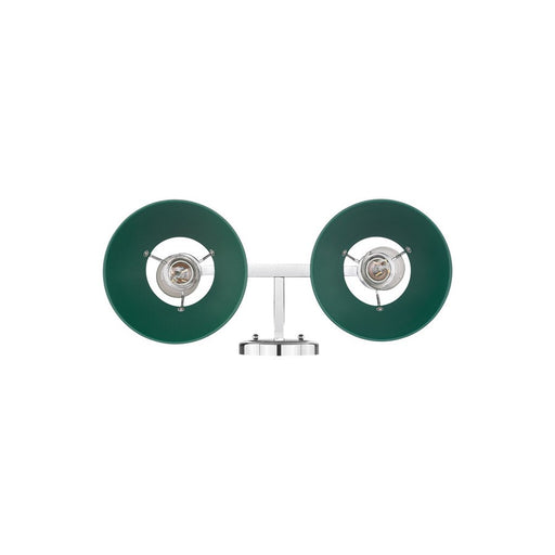 Golden Lighting Orwell 2-Light Vanity Light, Chrome/Pine Green