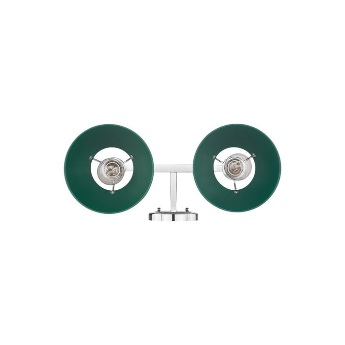 Golden Lighting Orwell 2-Light Vanity Light, Chrome/Pine Green