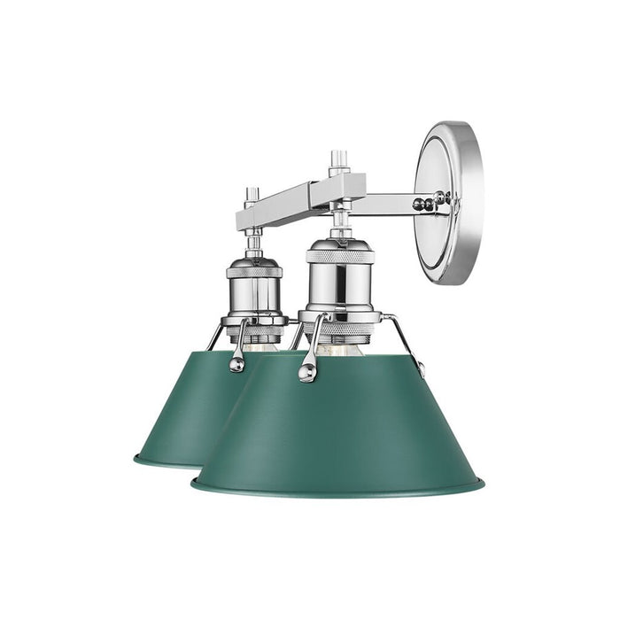 Golden Lighting Orwell 2-Light Vanity Light, Chrome/Pine Green