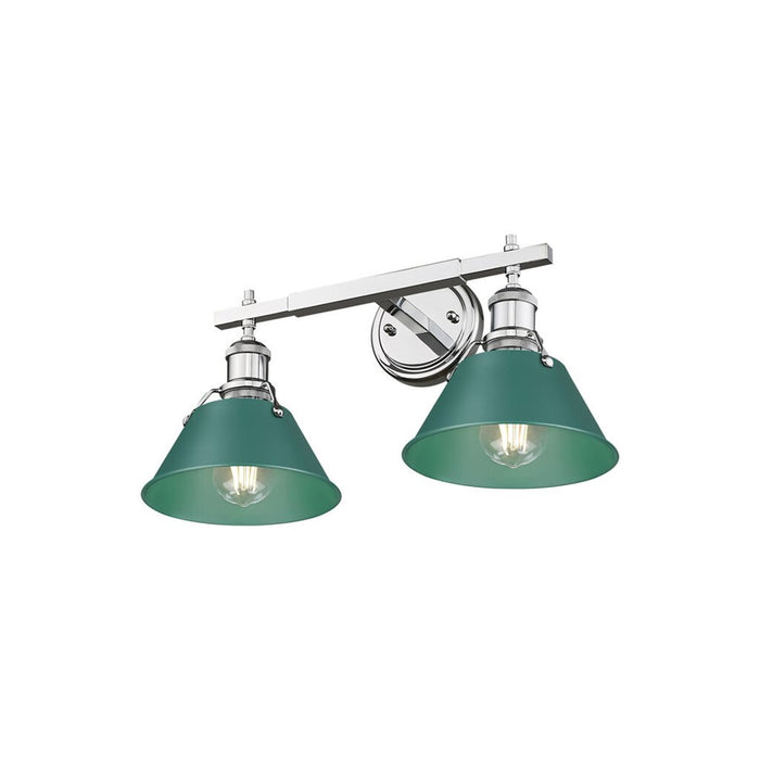 Golden Lighting Orwell 2-Light Vanity Light, Chrome/Pine Green