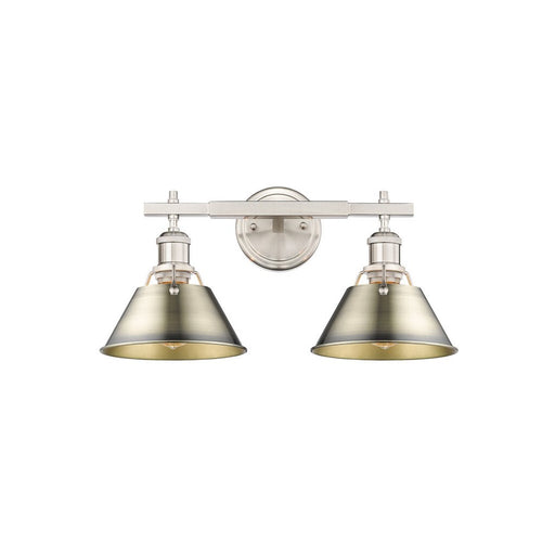 Golden Lighting Orwell 2-Light Vanity Light, Pewter/Aged Brass - 3306-BA2PW-AB