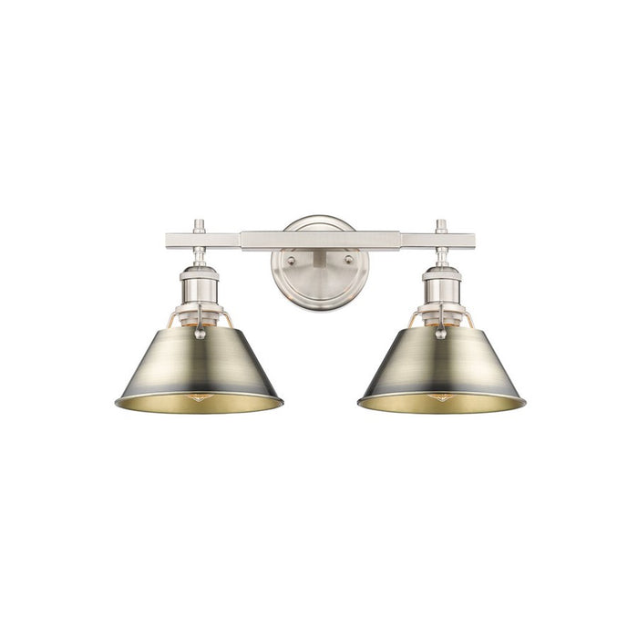 Golden Lighting Orwell 2-Light Vanity Light, Pewter/Aged Brass - 3306-BA2PW-AB