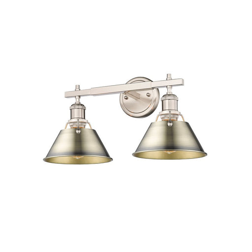 Golden Lighting Orwell 2-Light Vanity Light, Pewter/Aged Brass