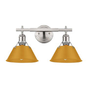 Golden Lighting Orwell 18in 2-Light Vanity Light | Industrial Pewter and Auric Yellow Steel | Bathroom Vanity | Model 3306-BA2 PW-AY
