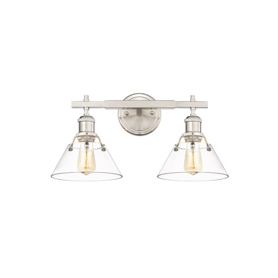 Golden Lighting Orwell 2-Light Vanity Light, Pewter/Clear Glass - 3306-BA2PW-CLR