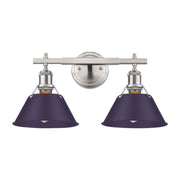Golden Lighting Orwell 18.25in 2-Light Vanity Light | Industrial Pewter and Exotic Purple Steel | Bathroom Vanity & Powder | Model 3306-BA2 PW-EP