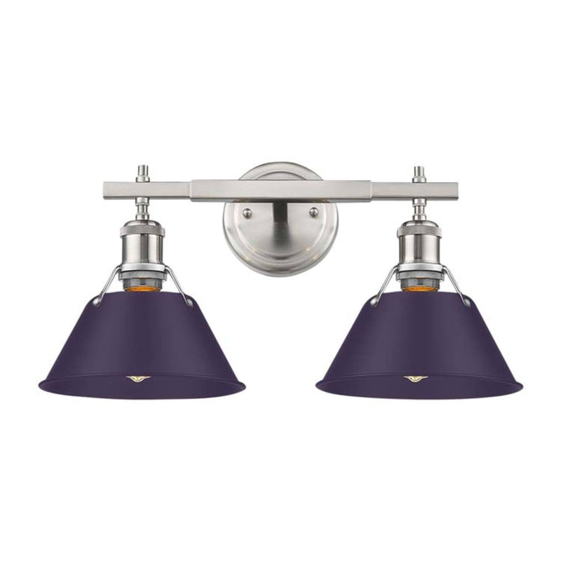 Golden Lighting Orwell 18.25in 2-Light Vanity Light | Industrial Pewter and Exotic Purple Steel | Bathroom Vanity & Powder | Model 3306-BA2 PW-EP