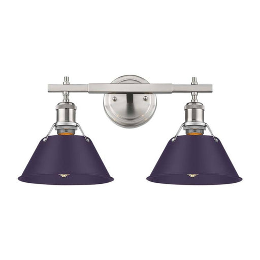 Golden Lighting Orwell 18.25in 2-Light Vanity Light | Industrial Pewter and Exotic Purple Steel | Bathroom Vanity & Powder | Model 3306-BA2 PW-EP