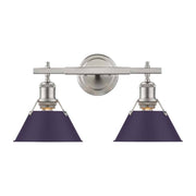 Golden Lighting Orwell 18.25in 2-Light Vanity Light | Industrial Pewter and Exotic Purple Steel | Bathroom Vanity & Powder | Model 3306-BA2 PW-EP