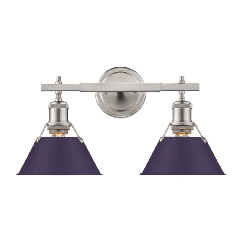 Golden Lighting Orwell 18.25in 2-Light Vanity Light | Industrial Pewter and Exotic Purple Steel | Bathroom Vanity & Powder | Model 3306-BA2 PW-EP