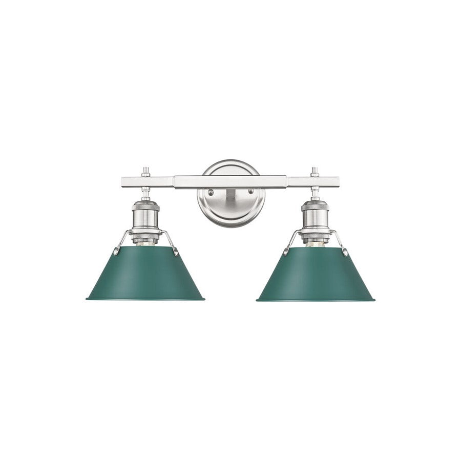 Golden Lighting Orwell 2-Light Vanity Light, Pewter/Pine Green - 3306-BA2PW-GN