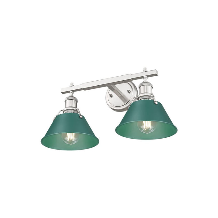Golden Lighting Orwell 2-Light Vanity Light, Pewter/Pine Green