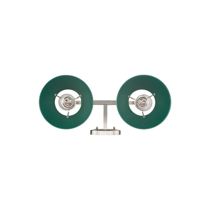 Golden Lighting Orwell 2-Light Vanity Light, Pewter/Pine Green