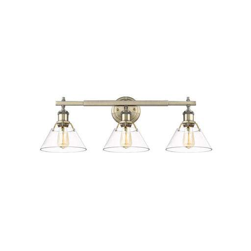 Golden Orwell 3-Light Vanity Light, Aged Brass/Clear Glass - 3306-BA3AB-CLR