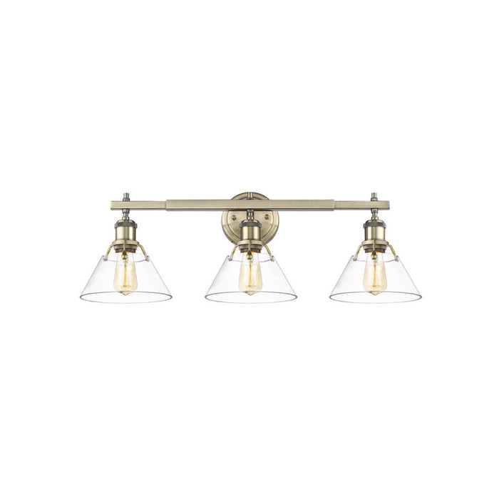 Golden Orwell 3-Light Vanity Light, Aged Brass/Clear Glass - 3306-BA3AB-CLR