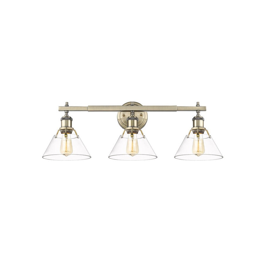 Golden Orwell 3-Light Vanity Light, Aged Brass/Clear Glass - 3306-BA3AB-CLR