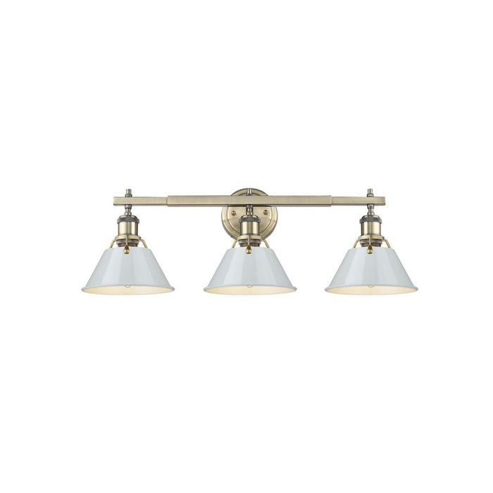 Golden Orwell 3-Light Vanity Light, Aged Brass/Dusky Blue - 3306-BA3AB-DB