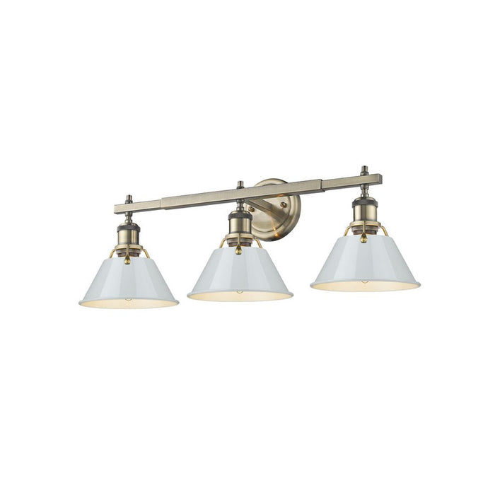 Golden Orwell 3-Light Vanity Light, Aged Brass/Dusky Blue
