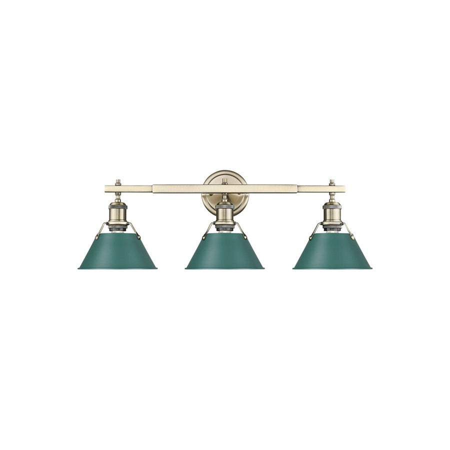 Golden Orwell 3-Light Vanity Light, Aged Brass/Pine Green - 3306-BA3AB-GN