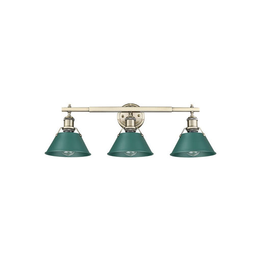 Golden Orwell 3-Light Vanity Light, Aged Brass/Pine Green