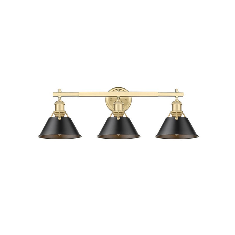 Golden Orwell 3-Lt Vanity Light, Champagne Bronze/Matte Black - 3306-BA3BCB-BLK