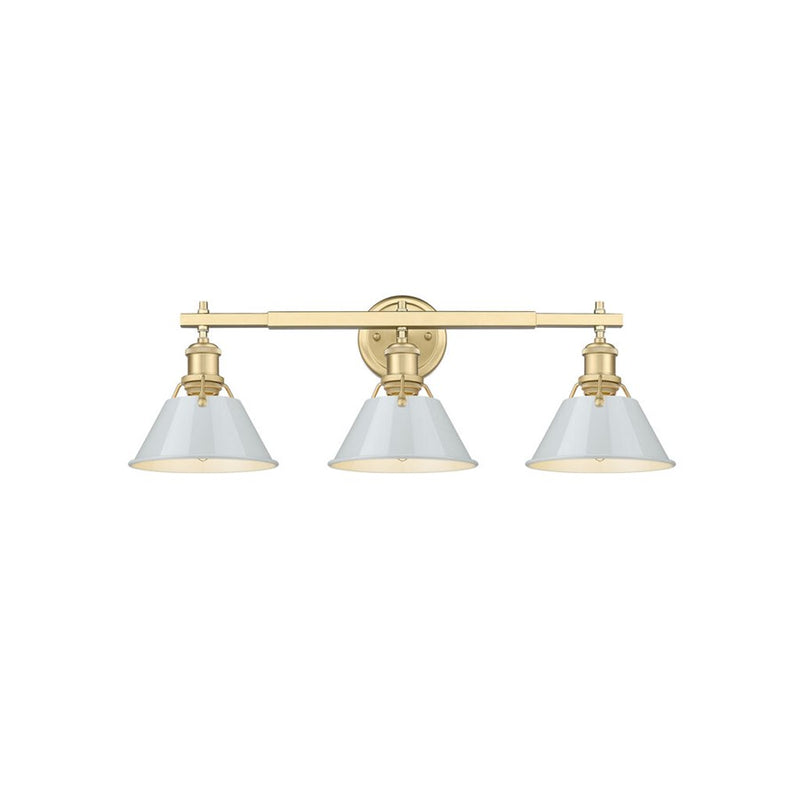Golden Orwell 3-Light Vanity Light, Champagne Bronze/Dusky Blue - 3306-BA3BCB-DB