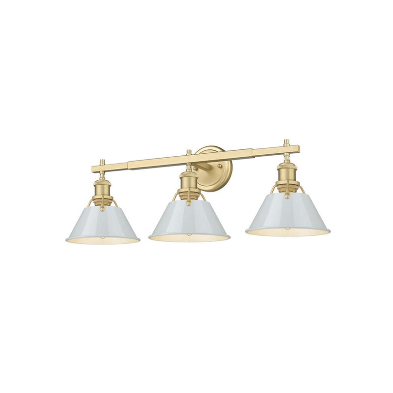 Golden Orwell 3-Light Vanity Light, Champagne Bronze/Dusky Blue