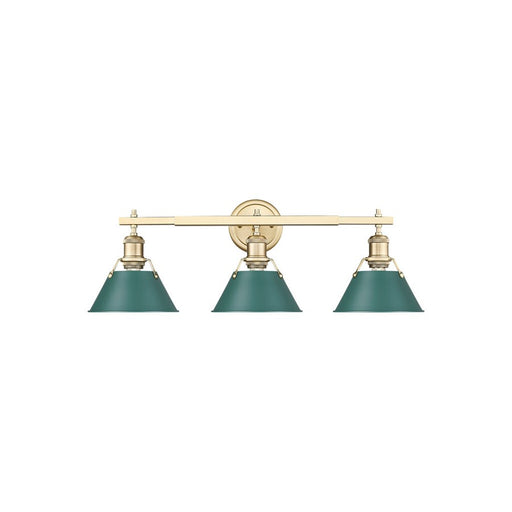 Golden Orwell 3-Light Vanity Light, Champagne Bronze/Pine Green - 3306-BA3BCB-GN