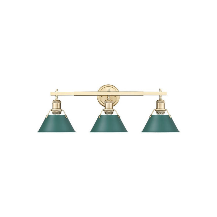 Golden Orwell 3-Light Vanity Light, Champagne Bronze/Pine Green - 3306-BA3BCB-GN
