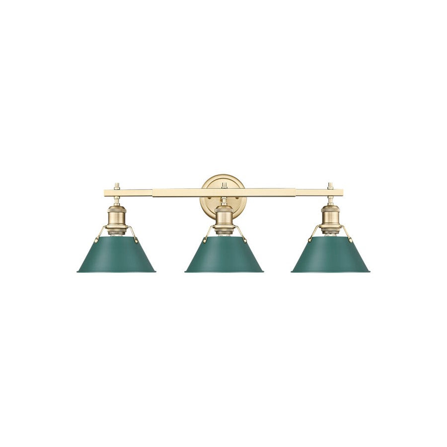 Golden Orwell 3-Light Vanity Light, Champagne Bronze/Pine Green - 3306-BA3BCB-GN