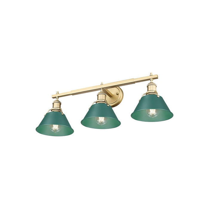 Golden Orwell 3-Light Vanity Light, Champagne Bronze/Pine Green