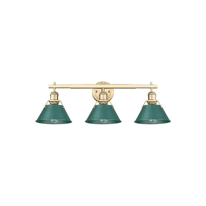 Golden Orwell 3-Light Vanity Light, Champagne Bronze/Pine Green