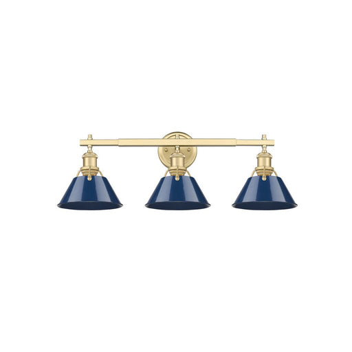 Golden Orwell 3-Light Vanity Light, Champ Bronze/Matte Navy - 3306-BA3BCB-NVY