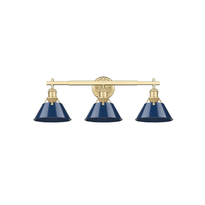 Golden Orwell 3-Light Vanity Light, Champ Bronze/Matte Navy - 3306-BA3BCB-NVY