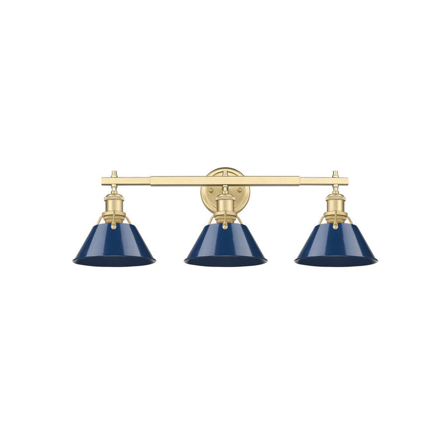 Golden Orwell 3-Light Vanity Light, Champ Bronze/Matte Navy - 3306-BA3BCB-NVY