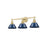 Golden Orwell 3-Light Vanity Light, Champ Bronze/Matte Navy