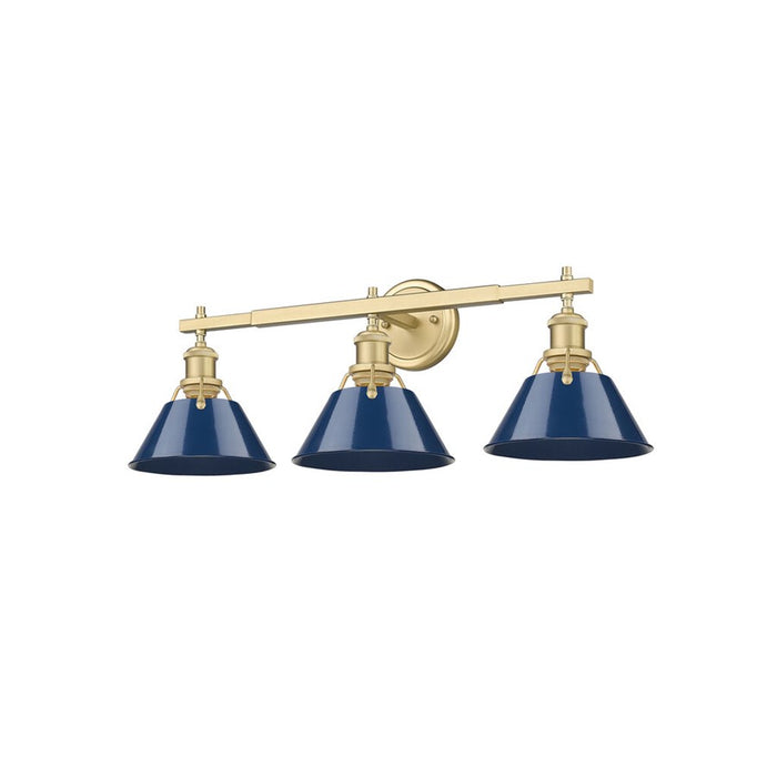 Golden Orwell 3-Light Vanity Light, Champ Bronze/Matte Navy
