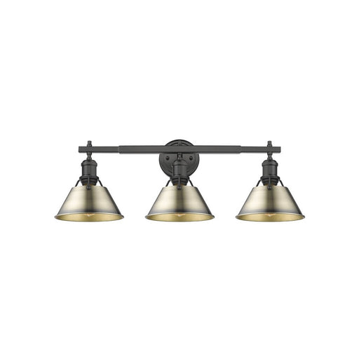 Golden Orwell 3-Light Vanity Light, Matte Black/Aged Brass - 3306-BA3BLK-AB