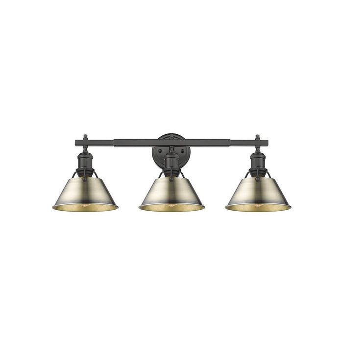 Golden Orwell 3-Light Vanity Light, Matte Black/Aged Brass - 3306-BA3BLK-AB