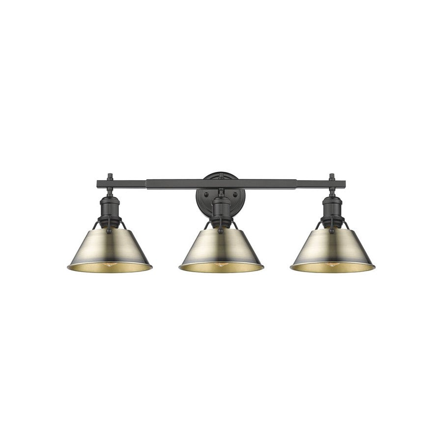 Golden Orwell 3-Light Vanity Light, Matte Black/Aged Brass - 3306-BA3BLK-AB